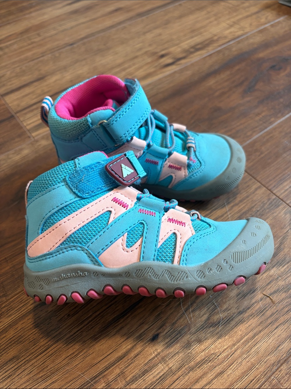 Mishansha Teal and Pink Kids Trail Sneakers